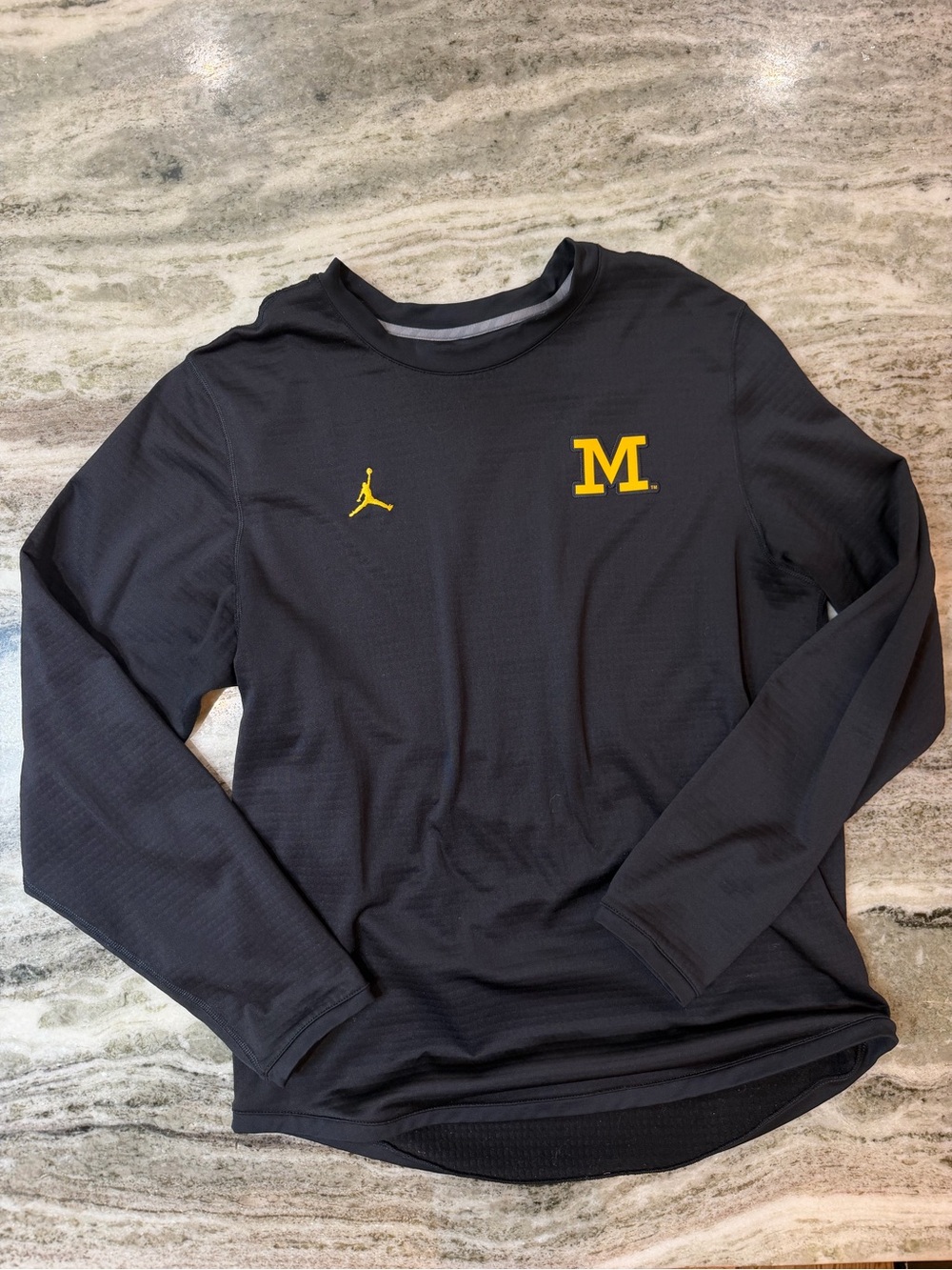 Jordan Michigan University Men's Textured Long Sleeve Performance